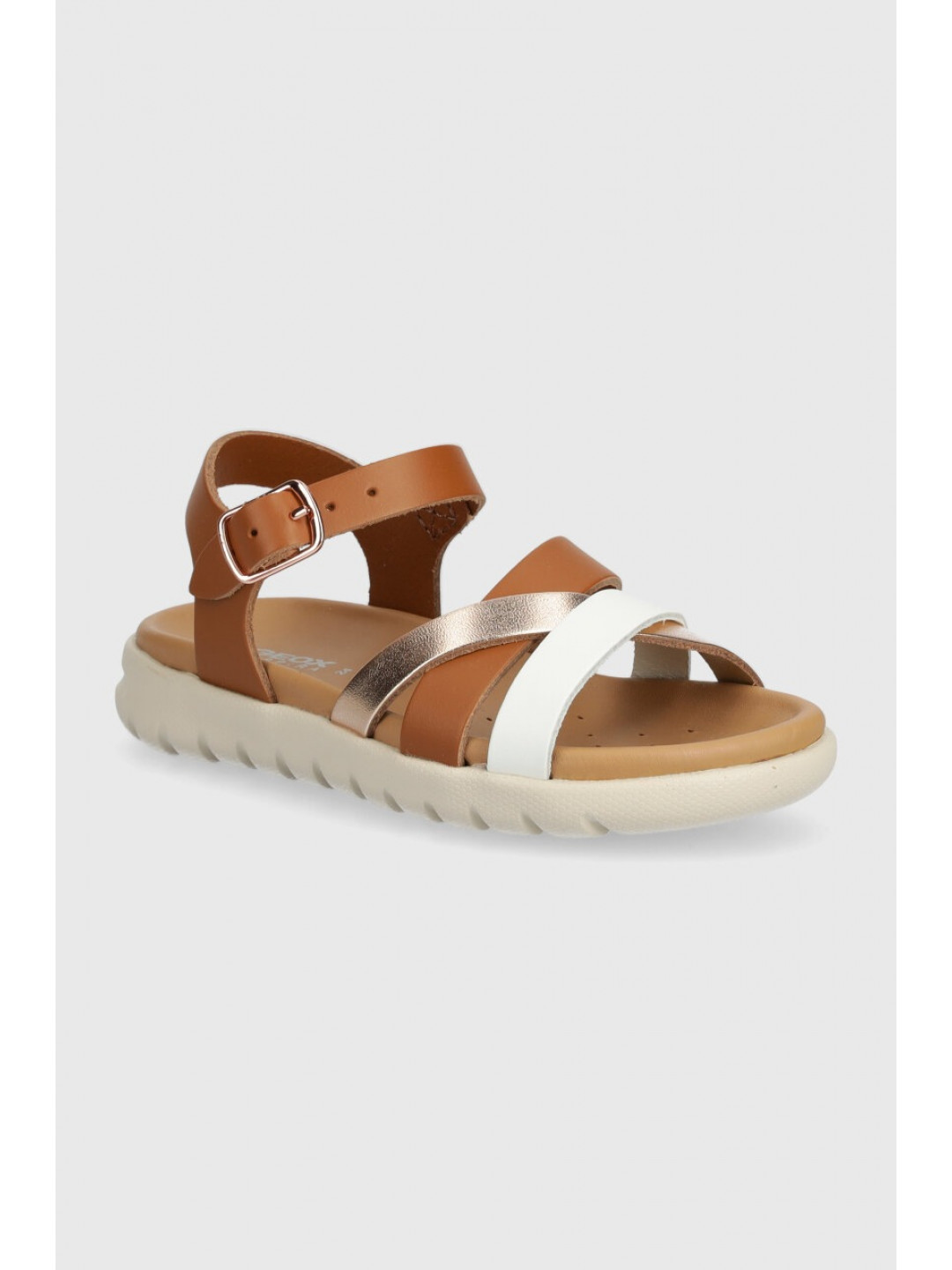 Kožené sandály Geox SANDAL SOLEIMA hnědá barva